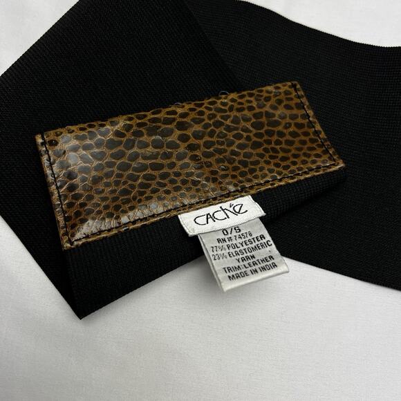 Vintage Cache 5" Wide Stretch Elastic Fashion Waist Belt Statement Hook & Eye - Picture 4 of 7